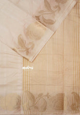 Half White - Madhuram - Soft Matka silk with grooves body and floral border